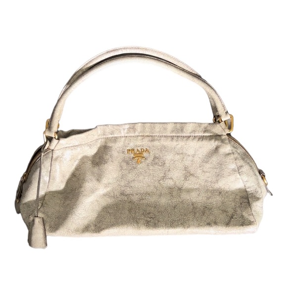 Prada Handbags - Prada Leather Gray Shoulder Bag